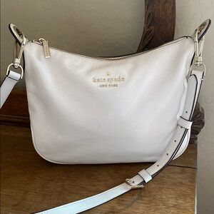 kate spade cream leather crossbody with gold accents